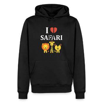 i love safari - Sweat à capuche Premium bio Homme - noir - Devant - Nico (187cm)