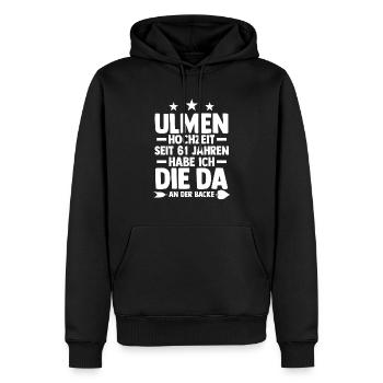 Mariage Orme Mariage 61 ans Marié Mariage - Sweat à capuche Premium bio Homme - noir - Devant - Nico (187cm)