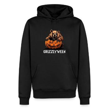 Grizzly Ours Halloween Ours brun - Sweat à capuche Premium bio Homme - noir - Devant - Nico (187cm)
