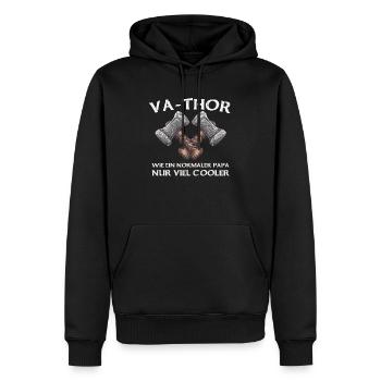 Vathor Papa Vater Geschenk zum Vatertag für Männer - Männer Premium Bio Hoodie - Schwarz - Vorne - Nico (187cm)