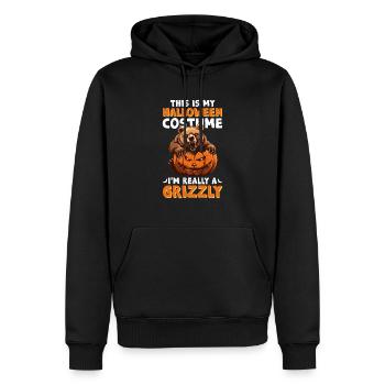 Grizzly Ours Halloween Ours brun - Sweat à capuche Premium bio Homme - noir - Devant - Nico (187cm)