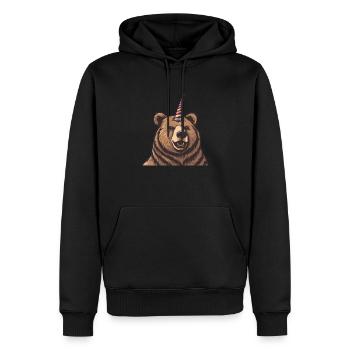 Grizzly Bear Unicorn Brown Bear Bear - Men’s Premium Organic Hoodie - black - Front - Nico (187cm)