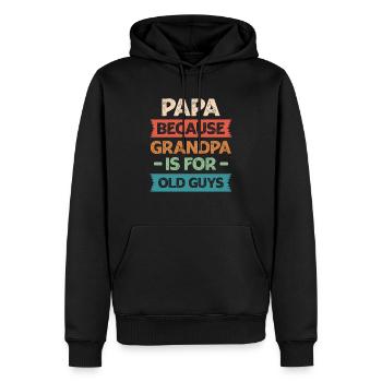 Papa Because Grandpa is For Old Guys Vintage Funny - Men’s Premium Organic Hoodie - black - Front - Nico (187cm)