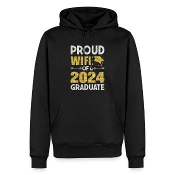 Fière épouse d’un étudiant diplômé de l’université 2024 - Sweat à capuche Premium bio Homme - noir - Devant - Nico (187cm)