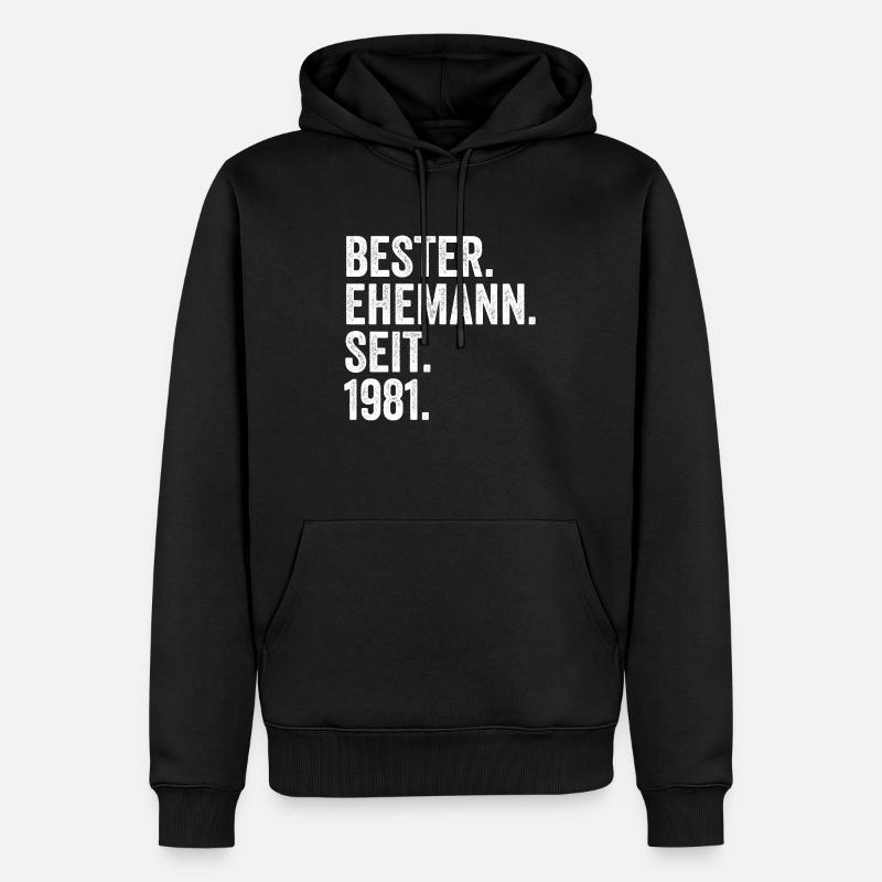 Valentinstag Bester Ehemann Seit 1981 - Männer Premium Bio Hoodie - Schwarz
