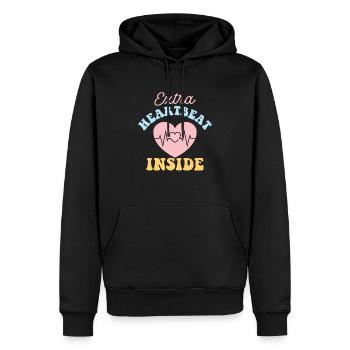 Extra Heartbeat Inside - Pregnancy Love - Men’s Premium Organic Hoodie - black - Front - Nico (187cm)