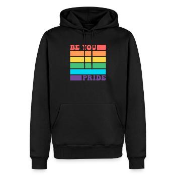 Sei du LGBTQ Schwul Lesbisch Pride Verbündeter Regenbogenflagge - Männer Premium Bio Hoodie - Schwarz - Vorne - Nico (187cm)