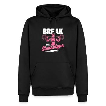 Brisez les stéréotypes - Entraînement d’autonomisation de la forme physique - Sweat à capuche Premium bio Homme - noir - Devant - Nico (187cm)