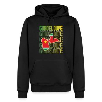idee cadeau design drapeau de la guadeloupe - Sweat à capuche Premium bio Homme - noir - Devant - Nico (187cm)