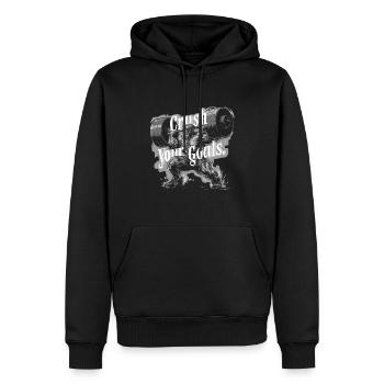 VERNICHTE DEINE ZIELE - Männer Premium Bio Hoodie - Schwarz - Vorne - Nico (187cm)