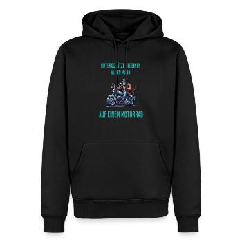 Unterschätze nie einen alten Mann auf Motorrad - Männer Premium Bio Hoodie - Schwarz - Vorne - Nico (187cm)