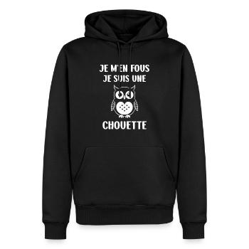 Humour chouette - Sweat à capuche Premium bio Homme - noir - Devant - Nico (187cm)