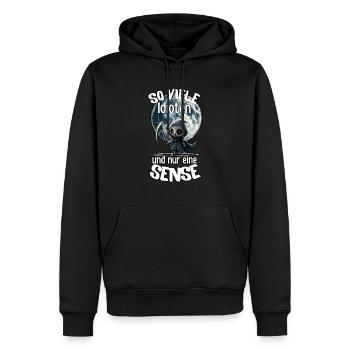 Faucheuse #lovely toons - Sweat à capuche Premium bio Homme - noir - Devant - Nico (187cm)