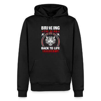 Taxidermie Jagdtrophäe - totes zum Leben erwecken - Männer Premium Bio Hoodie - Schwarz - Vorne - Nico (187cm)