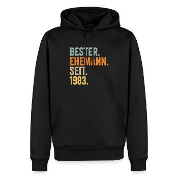 Valentine's Day Best Husband Since 1983 - Men’s Premium Organic Hoodie - black - Front - Nico (187cm)