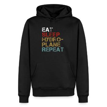 Eat Sleep Hydroplane Racing Repeat Funny Player - Men’s Premium Organic Hoodie - black - Front - Nico (187cm)