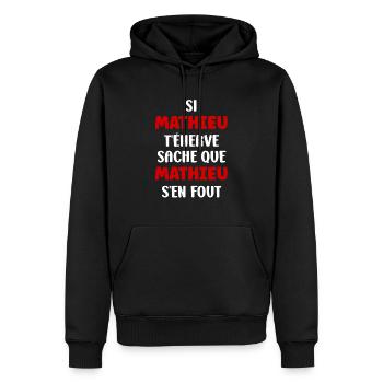 Mathieu - Sweat à capuche Premium bio Homme - noir - Devant - Nico (187cm)