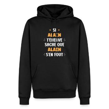 Alain - Sweat à capuche Premium bio Homme - noir - Devant - Nico (187cm)