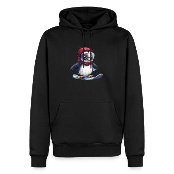 Pinguin Snowboarder Kawaii Pinguin Niedlich - Männer Premium Bio Hoodie - Schwarz - Vorne - Nico (187cm)