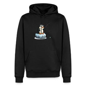 Pingouin Pêche Sur Glace Kawaii Pingouin Mignon - Sweat à capuche Premium bio Homme - noir - Devant - Nico (187cm)