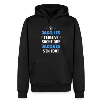 Jacques - Sweat à capuche Premium bio Homme - noir - Devant - Nico (187cm)