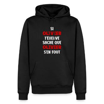 Olivier - Sweat à capuche Premium bio Homme - noir - Devant - Nico (187cm)