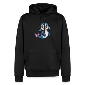 Pingouin, Sirène, Kawaii, Pingouin, Mignon - Sweat à capuche Premium bio Homme - noir - Devant - Nico (187cm)