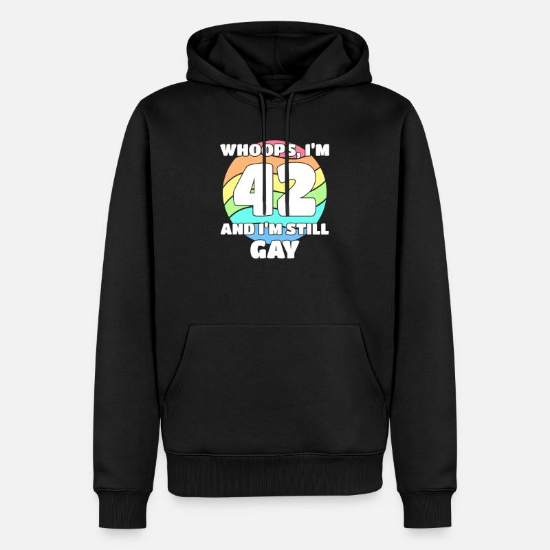 Gay Pride drôle - 42e anniversaire 42 BDay Lesbienne - Sweat à capuche Premium bio Homme - noir