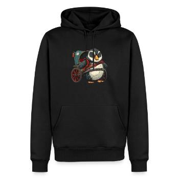 Pingouin, Pousse-pousse, Japonais, Kawaii, Pingouin, Mignon - Sweat à capuche Premium bio Homme - noir - Devant - Nico (187cm)