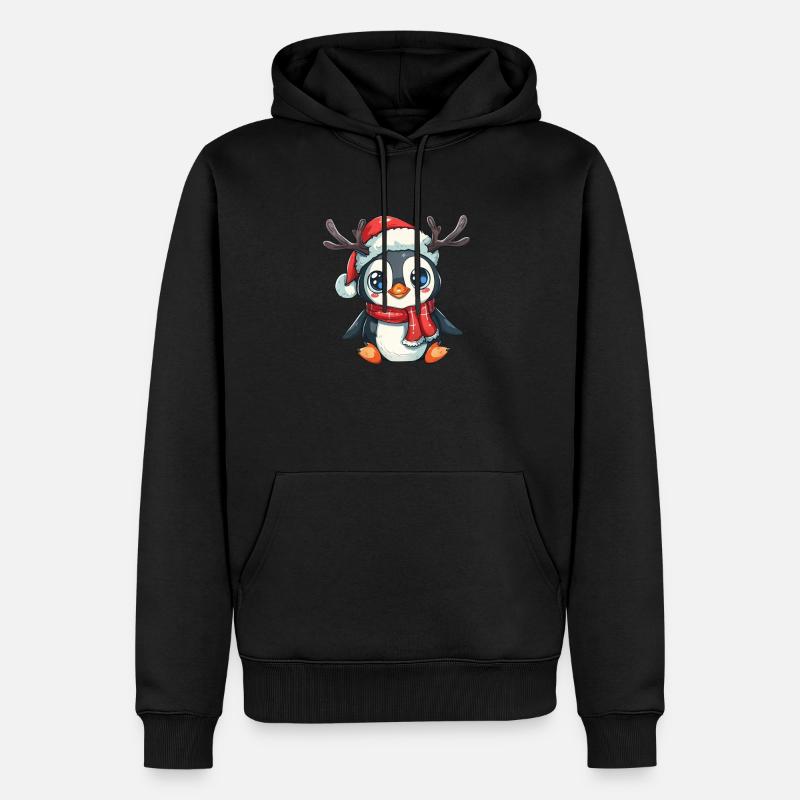 Pingouin Renne Noël Pingouin mignon - Sweat à capuche Premium bio Homme - noir