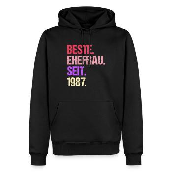 Meilleure épouse de la Saint-Valentin depuis 1987 - Sweat à capuche Premium bio Homme - noir - Devant - Nico (187cm)