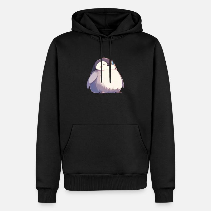 Pingouin Papillon Kawaii Pingouin Mignon - Sweat à capuche Premium bio Homme - noir
