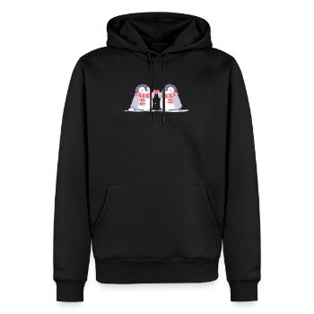 Pinguin Pärchen Kawaii Pinguin Niedlich - Männer Premium Bio Hoodie - Schwarz - Vorne - Nico (187cm)
