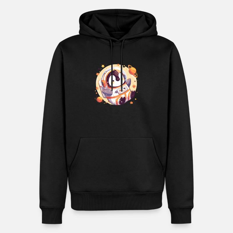 Pingouin Astronaute Kawaii Pingouin Mignon - Sweat à capuche Premium bio Homme - noir