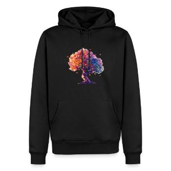 GeometricTree - Men’s Premium Organic Hoodie - black - Front - Nico (187cm)