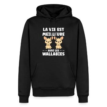 Wallaby - Sweat à capuche Premium bio Homme - noir - Devant - Nico (187cm)