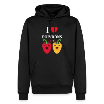 Humour poivron - Sweat à capuche Premium bio Homme - noir - Devant - Nico (187cm)