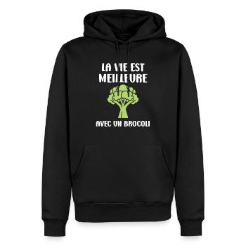 humour brocoli - Sweat à capuche Premium bio Homme - noir - Devant - Nico (187cm)