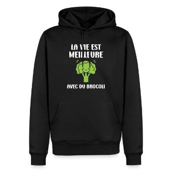 humour brocoli - Sweat à capuche Premium bio Homme - noir - Devant - Nico (187cm)