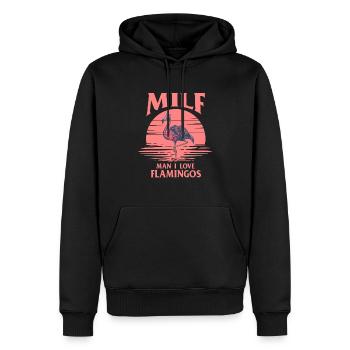 Man I Love Flamingos - Cadeau drôle d’amant de flamants roses - Sweat à capuche Premium bio Homme - noir - Devant - Nico (187cm)