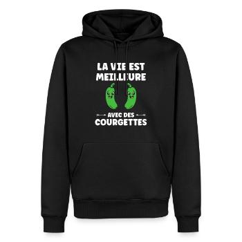 courgette - Sweat à capuche Premium bio Homme - noir - Devant - Nico (187cm)