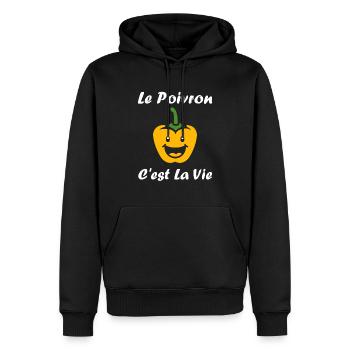 Humour poivron - Sweat à capuche Premium bio Homme - noir - Devant - Nico (187cm)