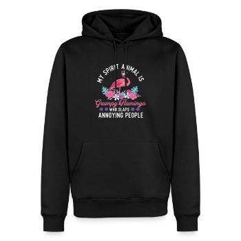 My Spirit Animal - Mürrischer Flamingo-Liebhaber - Männer Premium Bio Hoodie - Schwarz - Vorne - Nico (187cm)