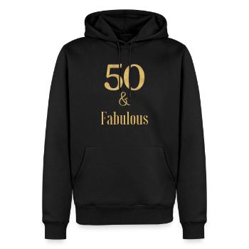 50 & Fabulous Gold Glitter - Men’s Premium Organic Hoodie - black - Front - Nico (187cm)