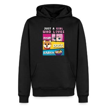 Juste une fille qui aime les ramen de chiens d’anime - Sweat à capuche Premium bio Homme - noir - Devant - Nico (187cm)