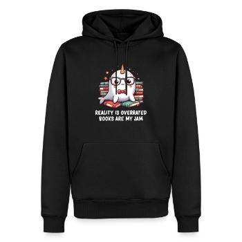 Lecture - Lecture de livres - Nerd de lecture - Narval - Sweat à capuche Premium bio Homme - noir - Devant - Nico (187cm)