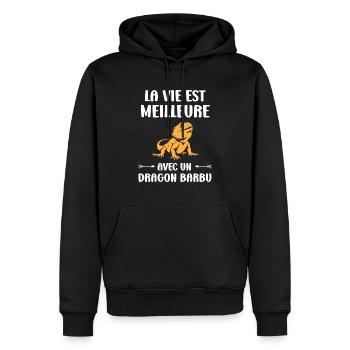 Dragon barbu - Sweat à capuche Premium bio Homme - noir - Devant - Nico (187cm)