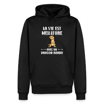 Dragon barbu - Sweat à capuche Premium bio Homme - noir - Devant - Nico (187cm)