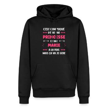 Marie - Sweat à capuche Premium bio Homme - noir - Devant - Nico (187cm)