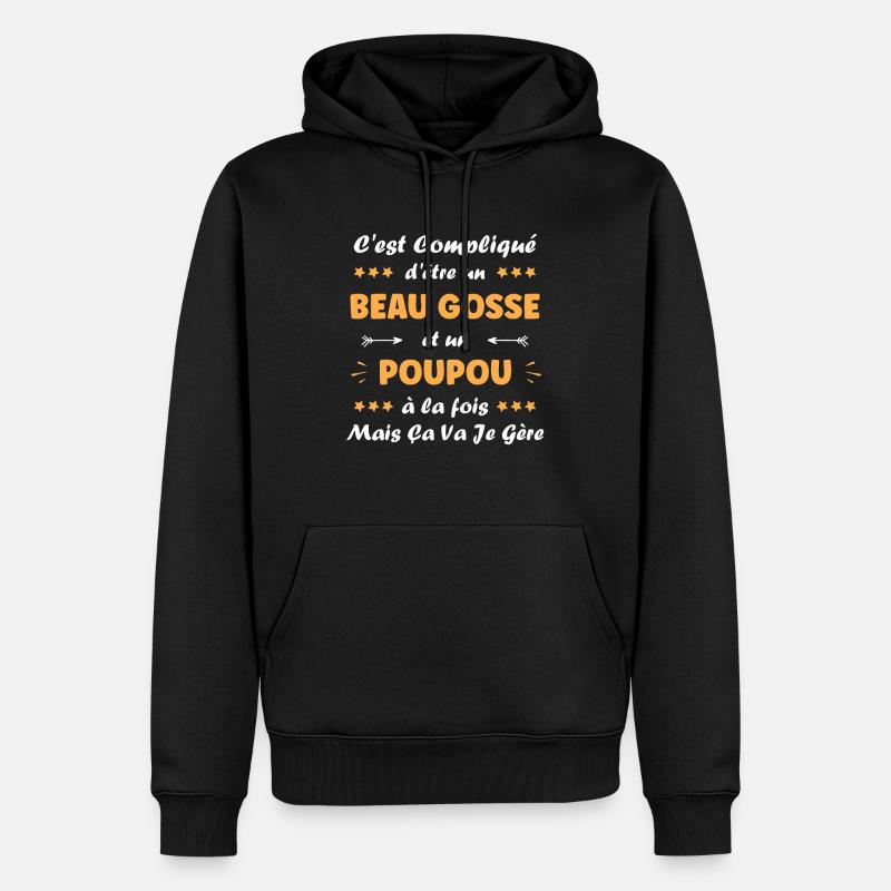 poupou - Sweat à capuche Premium bio Homme - noir